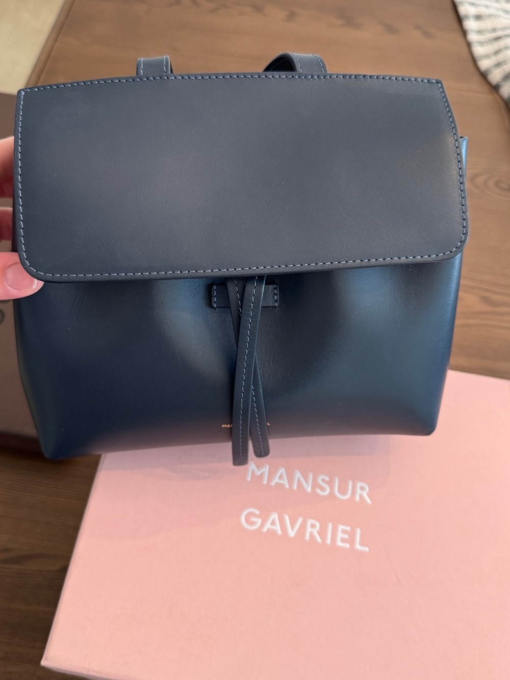 Mansur Gavriel Navy Leather Mini Lady Bag